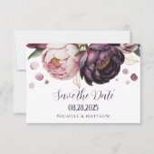 Blush en Plum Pony Bloemen Trouwen Save The Date (Voorkant)