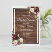 Blush en rode wijn Floral Rustisch Vrijgezellenfee Kaart (Staand voorkant)