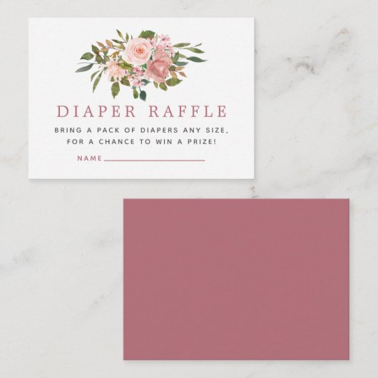 Blush en Roos Gold Baby shower Diaper Raffle Informatiekaartje (Voorkant / Achterkant)