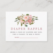 Blush en Roos Gold Baby shower Diaper Raffle Informatiekaartje (Voorkant)