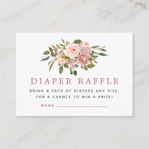 Blush en Roos Gold Baby shower Diaper Raffle Informatiekaartje