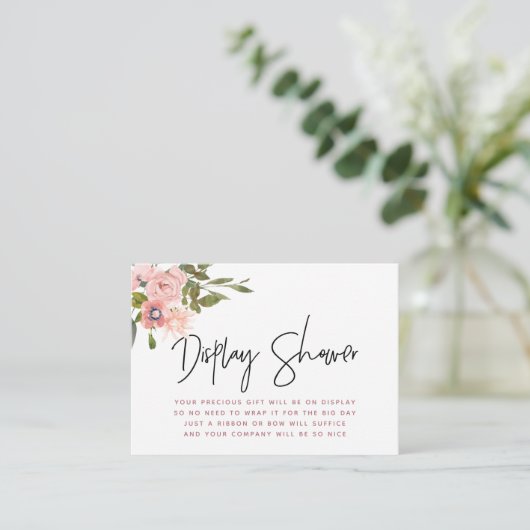 Blush en Roos Gold Baby shower Display Shower Informatiekaartje (Staand voorkant)