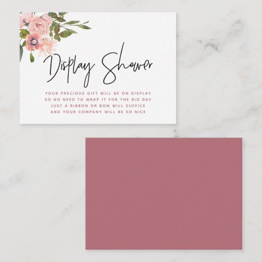 Blush en Roos Gold Baby shower Display Shower Informatiekaartje (Voorkant / Achterkant)