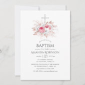 Blush en Roos Gold Floral Baptism of Christening Kaart (Voorkant)