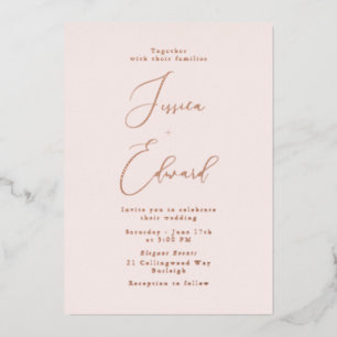 Blush en Roos Gold Foil Wedding Invitation Folie Uitnodiging