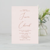 Blush en Roos Gold Foil Wedding Invitation Folie Uitnodiging (Staand Voorkant)