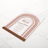 Blush en Roos Gold Rainbow-Baby Baby shower Folie Uitnodiging (Gedraaid)