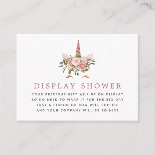 Blush- en Roos Gold Unicorn-Baby-display Informatiekaartje (Voorkant)