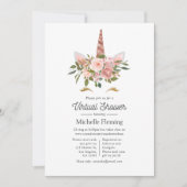 Blush en Roos Gold Unicorn Virtual Baby shower Kaart (Voorkant)