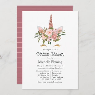 Blush en Roos Gold Unicorn Virtual Baby shower Kaart