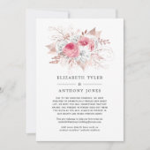 Blush en Roos Gold Verminderde Bruiloft Gast Lijst Aankondiging (Voorkant)