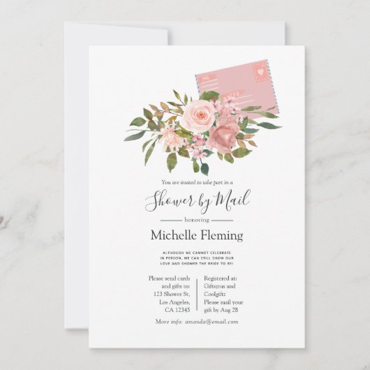 Blush en Roos Gouden Flora Baby of Vrijgezellenfee Kaart (Voorkant)