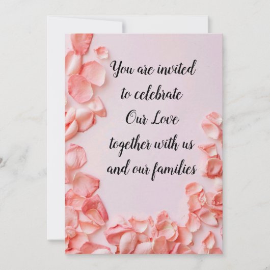 Blush en Roos Petals Invitation Kaart (Voorkant)