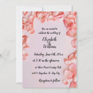 Blush en Roos Petals Invitation Kaart