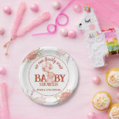 Blush en roze Beer Baby shower 7 inch Papieren Bordje (Feest)