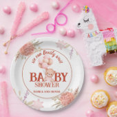 Blush en roze Beer Baby shower 9" Papieren Bordje (Feest)