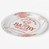 Blush en roze Beer Baby shower 9" Papieren Bordje (Gekanteld)
