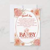 Blush en roze Beer Baby shower Bedankkaart (Voorkant)