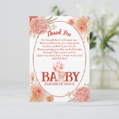 Blush en roze Beer Baby shower Bedankkaart (Staand voorkant)