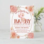 Blush en roze Beer Baby shower Kaart (Staand voorkant)