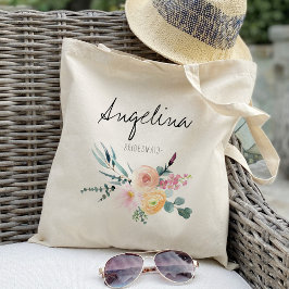 Blush en roze Floral Bridesmaid op maat gemaakt Tote Bag