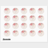 Blush en Roze Rozen Waterverf Bruiloft Ronde Sticker (Vel)