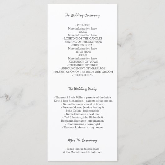 Blush en Roze Rozen Waterverf Trouwprogramma Programmakaart (Achterkant)