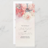 Blush en Roze Rozen Waterverf Trouwprogramma Programmakaart (Voorkant / Achterkant)