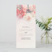 Blush en Roze Rozen Waterverf Trouwprogramma Programmakaart (Staand voorkant)