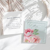 Blush en Sage Antiek Peony Square Vierkante Visitekaartje