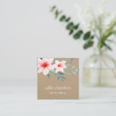 Blush en Sage Floral Kraft Vierkante Visitekaartje (Staand voorkant)