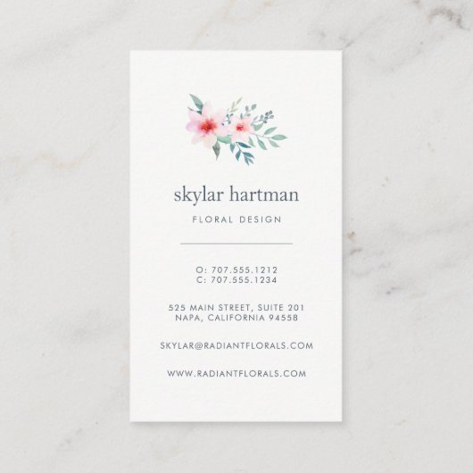 Blush en Sage Floral | Verticaal Visitekaartje (Achterkant)