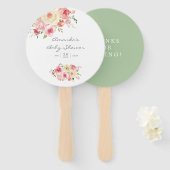 Blush en Sage Green Floral Baby shower Handwaaier (Voorkant en achterkant)
