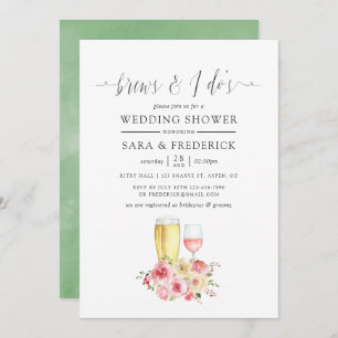 Blush en Sage Green Floral Brews before the I Dos Kaart