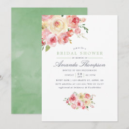 Blush en Sage Green Floral Vrijgezellenfeest Kaart