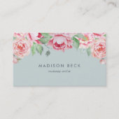 Blush en Sage Waterverf Peony Visitekaartje (Voorkant)