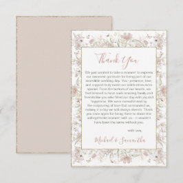 Blush en Sage Wilde Bloemen Lente Bruiloft Bedankkaart