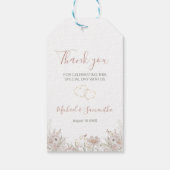 Blush en Sage Wilde Bloemen Lente Bruiloft Cadeaulabel (Achterkant)