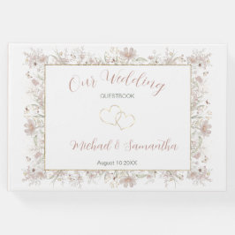 Blush en Sage Wilde Bloemen Lente Bruiloft Gastenboek