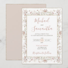 Blush en Sage Wilde Bloemen Lente Bruiloft Kaart