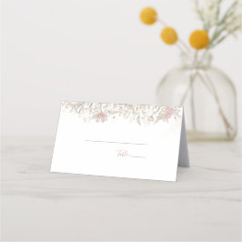 Blush en Sage Wilde Bloemen Lente Bruiloft Plaatskaartje
