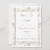 Blush en Sage Wilde Bloemen Lente Bruiloft Save The Date (Voorkant)