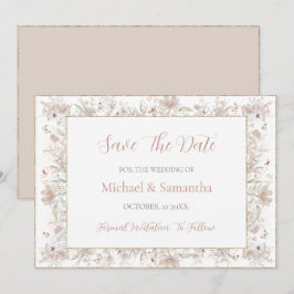 Blush en Sage Wilde Bloemen Lente Bruiloft Save The Date