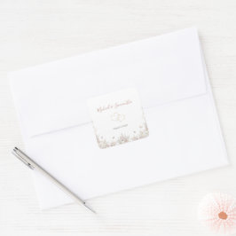 Blush en Sage Wilde Bloemen Lente Bruiloft Vierkante Sticker