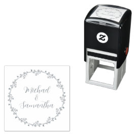 Blush en Sage Wilde Bloemen Lente Bruiloft Zelfinktende Stempel