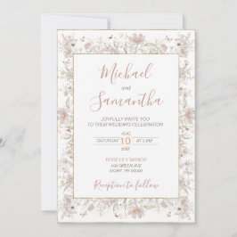 Blush en Sage Wildflower Spring Wedding Kaart