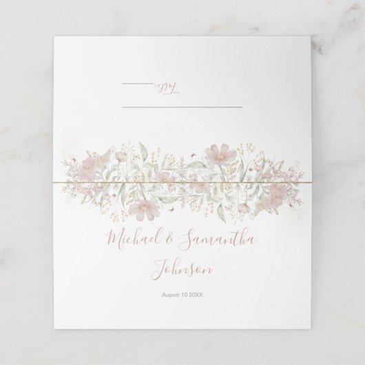 Blush en Sage Wildflower Spring Wedding Plaatskaartje (Buitenkant ongevouwen)