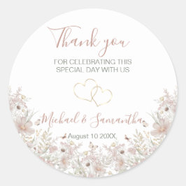 Blush en Sage Wildflower Spring Wedding Ronde Sticker
