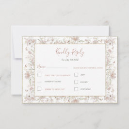 Blush en Sage Wildflower Spring Wedding RSVP Kaartje