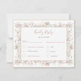 Blush en Sage Wildflower Spring Wedding RSVP Kaartje
